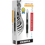 Zebra Pen GR8 Gel Retractable Rollerball Pens, Pack Of 12, Medium Point, 0.7 mm, Black Barrel, Black Ink