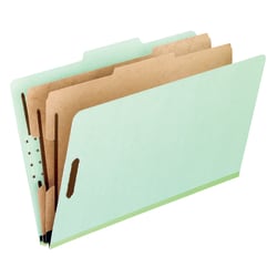 Pendaflex Pressboard Classification Folders, 8 1/2in x 11in, Letter Size, 2 Dividers, Corona Green, Box Of 10