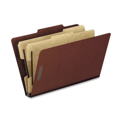 Oxford Pressboard Classification Folders, Legal Size, 2in Expansion, 2 Dividers, Red, Box Of 10