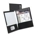 Oxford Laminated Twin-Pocket Folders, 8 1/2in x 11in, Black, Box Of 25