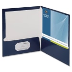 Oxford Laminated Twin-Pocket Folders, 8 1/2in x 11in, Navy, Box Of 25