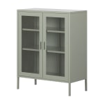 South Shore Crea 32inW Metal Mesh 2-Door Accent Cabinet, Sage Green