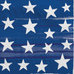 Amscan 703079 Painted Patriotic Beverage Napkins, 5in x 5in, Blue, 100 Napkins Per Pack, Set Of 2 Packs