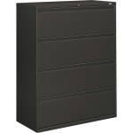 HON 800 42inW x 19-1/4inD Lateral 4-Drawer File Cabinet With Lock, Charcoal