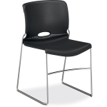 HON 4040 Series High Density Olson Stacker Chair - Onyx Plastic Seat - Onyx Plastic Back - Chrome Steel Frame - 4 / Carton