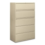 HON 42inW x 19-1/4inD Lateral 5-Drawer File Cabinet With Lock, Putty