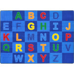 Joy Carpets Kids Essentials Rectangle Area Rug, Patchwork Letters, 5-1/3ft x 7-33/50ft, Multicolor