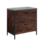 Sauder Market Commons 30inW x 18inD Lateral 2-Drawer File Cabinet, Rich Walnut/Slate Gray