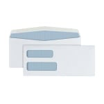 Office Depot Brand #10 Security Envelopes, Double Window, 4-1/8in x 9-1/2in, Gummed Seal, White, Box Of 500