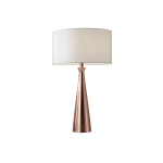 Adesso Linda Table Lamp, 21 1/2inH, White Shade/Copper Base