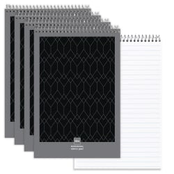 Office Depot Brand Professional Reporters Notebook, 4in x 8in, Black/Gray, Legal/Wide Ruled, 140 Pages (70 Sheets), Pack Of 4