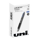 uni-ball 207 Retractable Fraud Prevention Gel Pens, Bold Point, 1.0 mm, Translucent Gray Barrel, Blue Ink, Pack Of 12