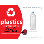 Recycle Across America Plastics With Number Standardized Recycling Label, PLASS#-8511, 8 1/2in x 11in, Red