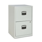 Bisley 14-13/16inD Vertical 2-Drawer Under-Desk File Cabinet, Light Gray