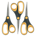 Acme United Titanium Nonstick Scissors, 8in, Pointed, Gray/Yellow, Pack Of 3