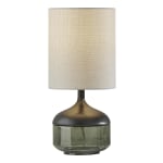 Adesso Marina Table Lamp, 16-1/4inH, Light Gray Shade/Black/Smoked Glass Base