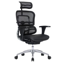 Boss Office Products Double-Plus Ergonomic LeatherPlus Bonded Leather High-Back Chair, Black/Silver