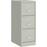 Lorell Fortress Series 22in Commercial-Grade Vertical File Cabinet - 15in x 22in x 40.2in - 3 x Drawer(s) for File - Letter - Vertical - Ball-bearing Suspension, Removable Lock, Pull Handle, Wire Management - Light Gray - Steel - Recycled