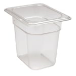 Cambro Camwear GN 1/8 Size 6in Food Pans, 4inH x 4-1/4inW x 6-5/16inD, Black, Set Of 6 Pans