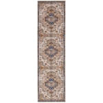 Linon Washable Area Rug, 2ft x 8ft, Charlotte Ivory/Gold