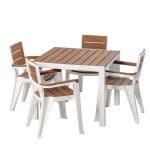 Inval Madeira 5-Piece 4-Seat Square Table And Chair Set, 29inH x 35inW x 35inD, White/Teak Brown