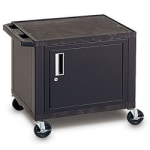 H. Wilson Plastic Utility Cart With Locking Cabinet, 26inH x 24inW x 18inD, Black