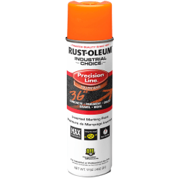 Rust-Oleum Industrial Choice M1600 System Solvent-Based Precision Line Inverted Marking Paint, 17 Oz, APWA Orange, Case Of 12 Cans