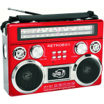 Dolphin Audio RETROBOX SP-411BT Portable Bluetooth Speaker System - Red - Battery Rechargeable - USB