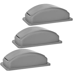 Alpine Slim Trash Can Swinging Dome Lids, 20in x 12in, Gray, Pack Of 3 Lids