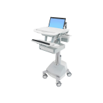 Ergotron StyleView Laptop Cart Desk Workstation SLA Powered, 1 Drawer, 50-1/2inH x 17-1/2inW x 30-3/4inD, White/Gray