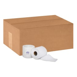 Genuine Joe Jumbo Jr Dispenser Bath Tissue Roll - 2 Ply - 3.30in x 500 ft - 8.88in Roll Diameter - White - Fiber - 12 / Carton