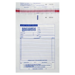 Patient Valuables Form And Plastic Bag, Tamper Evident, Sequentially Numbered, 10in x 13in, Pack Of 500 Sets