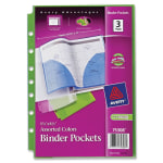 Avery Binder Pockets, 5 1/2in x 8 1/2in, Assorted, Pack Of 3