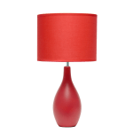 Simple Designs Bowling Pin Base Table Lamp, 19inH, Red Shade/Red Base