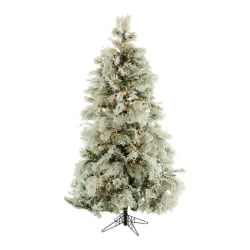 Fraser Flocked Snowy Pine Christmas Tree With Smart String Lighting, 7 1/2ft, Snow