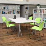 Flash Furniture HERCULES Series Ultra-Compact Stack Chairs, Green, Set Of 5 Chairs