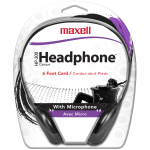 Maxell HP200MIC 199929 Headset - Mini-phone (3.5mm) - Wired - Ear-cup - 6 ft Cable - Black