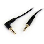 StarTech.com 3 ft Slim 3.5mm to Right Angle Stereo Audio Cable - M/M - Right angle slim 3.5mm cable for mobile audio devices