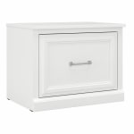 Bush Furniture Woodland 24inW Small Shoe Bench With Drawer, White Ash, Standard Delivery