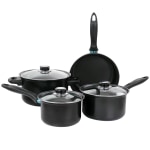 Gibson Home Newton 7-Piece Carbon Steel Cookware Set, Black