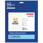 Avery Ultra Duty Permanent GHS Chemical Labels, 97197-WMUI25, Square, 1in x 1in, White, Pack Of 1,200