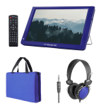 Trexonic Portable Rechargeable 14in LED TV With Carry Bag And Headphones, Blue, 995117145M