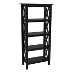 Linon Dallin 55inH 4-Shelf Home Office Bookcase, Black