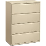 HON 800 42inW x 19-1/4inD Lateral 4-Drawer File Cabinet With Lock, Putty