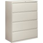 HON 800 42inW x 19-1/4inD Lateral 4-Drawer File Cabinet With Lock, Light Gray