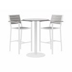 KFI Studios Eveleen 3-Piece Outdoor Patio Set, White/Gray Chairs, White Table