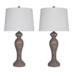 LumiSource Peppa Table Lamps, 16inH, Natural/Opal Gray, Set Of 2 Lamps