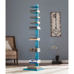 SEI Furniture Spine Tower Shelf, 65 1/4inH x 15 3/4inW x 16inD, Bright Cyan