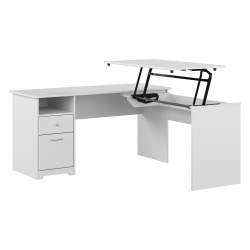 Bush Business Furniture Echo 60inW Bow-Front Computer Desk And Credenza With Mobile File Cabinet, Gray Sand, Standard Delivery