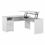 Bush Furniture Cabot 3-Position Sit-To-Stand Height-Adjustable L-Shaped Desk, 60inW, White, Standard Delivery